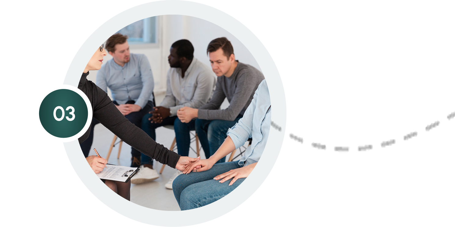 Group therapy session with diverse people. Mental health and support concept. Updated Homepage, step 3.